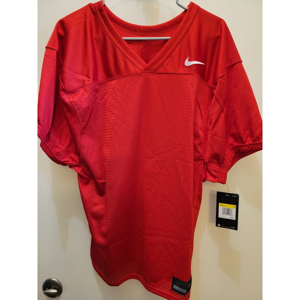 Nike Mens Football Practice Jersey Red Mesh V-Neck AO5149-657 Size Small NWT